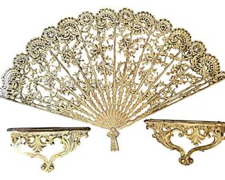 Vintage Fan Wall Art and Wall Shelves