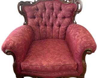 Baroque Style Damask Arm Chair