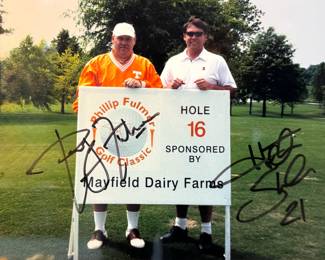 Phillip Fulmer & Heath Shuler autographed Golf Classic Hole 16 sign