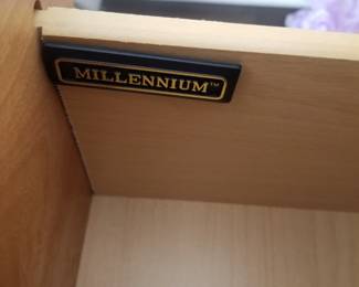 Queen bedroom suite by Millennium: queen bed; nightstand; 5-drawer armoire