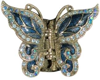 Silver Tone Blue Enamel Butterfly Clip