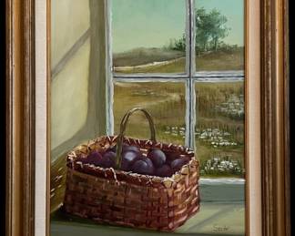 Basket of Plums Pastoral Stilife Artwork