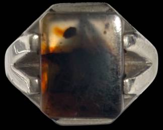 Sterling Mens Agate Ring