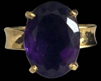 18K Gold Large Amethyst Ring