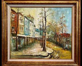 Impressionist Style Town Road Oil Painting