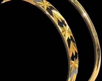 Monet Black Gold Tone BangleBracelets