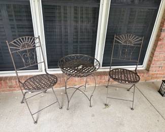 Three piece metal bistro set