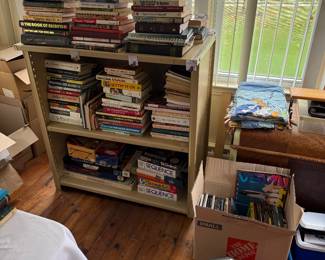 Lots of books especially cook books and vintage cookbooks