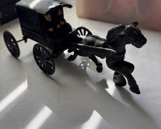 Cast iron Amish horse and buggy