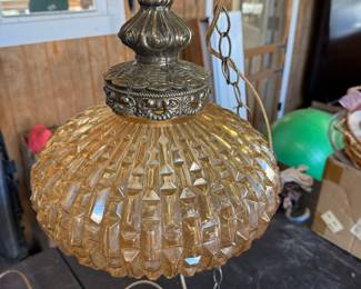 Mid century pale amber pendant light 