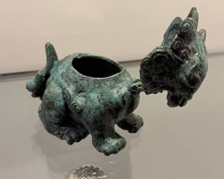 Vintage bronze Foo Dog incense burner