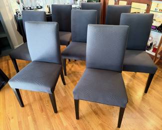 Set of 8 newly reupholstered dining chairs