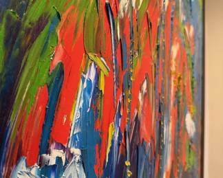 Large original oil on canvas painting by Nguyen Hai Nam.  47” x 47” framed