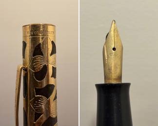 Unique art glass fountain pens and an 18kt gold filled fountain pen with a 14kt gold tip