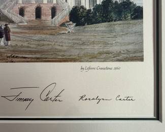 1979 Jimmy Carter White House framed watercolor print featuring both he and Rosalynn Carter’s printed signature