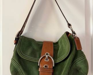 Vintage Coach Boho green suede bag