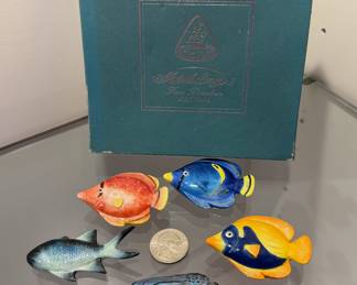 Set of 5 vintage Minh Long porcelain Fish chopstick rests