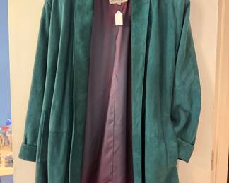 Fun slouchy Lanna aqua suede ladies jacket, size Small