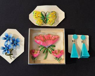 Vintage enamel jewelry pieces
