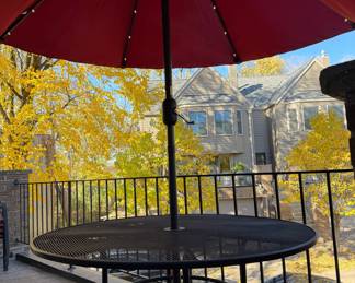 Patio table and LED lit patio umbrella will be sold separately 