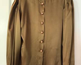 Vintage Yves Saint Laurent silk blouse with button back, size 36 (Back)