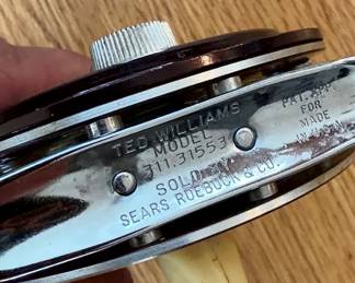 Vintage Ted Williams fly fishing reel, sold by Sears, Roebuck & Co.
