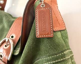 Vintage Coach Boho green suede bag