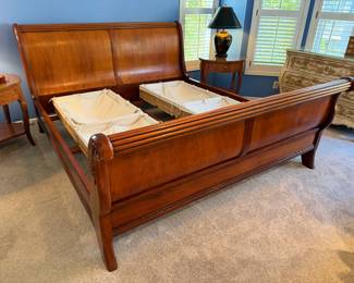Beautiful King Size fruitwood sleigh bed