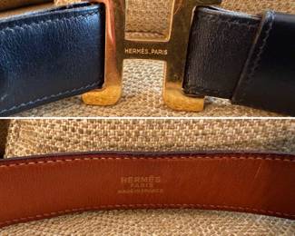 Vintage ladies Hermès ‘H’ leather belt