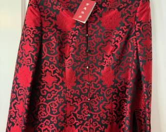 Beautiful vintage Jing Hui Yi Zu silk jacket with cloissone buttons, New With Tags