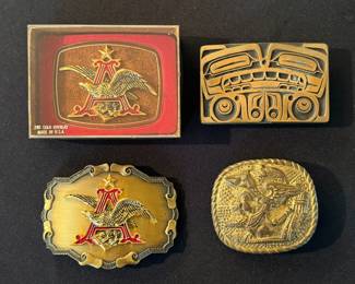 Vintage Anhauser Bush belt buckles and more