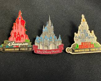 Disney Tokyo Disneyland 1983 Commemorative Pin, Disneyland Paris Opening Day 1992 Pin, & Vintage Cinderella Pin
Wonderful trio of Disney collectible enamel pins celebrating milestone park openings & classic animation! Includes a Tokyo Disneyland 1983 Commemorative Pin, a Disneyland Paris Opening Day 1992 Pin, & a Vintage Cinderella Pin that captures timeless Disney magic.

• Tokyo Disneyland Commemorative Pin (1983) – marks Japan’s first Disney park opening
• Disneyland Paris Opening Day Pin (1992) – issued to celebrate the grand opening of Euro Disney Resort
• Vintage Cinderella Pin – elegant detailing inspired by the beloved 1950 classic film
• Please see pictures for measurements & condition
