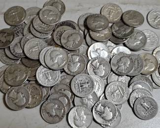Lots of silver quarters.