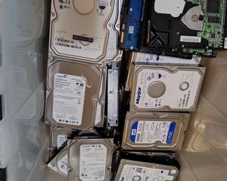 Boxes and boxes of clear hard drives.
