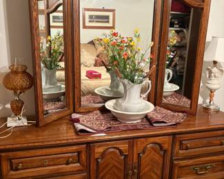 dresser with mirror folded in