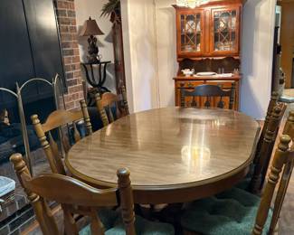 Table with six chairs, China cabinet