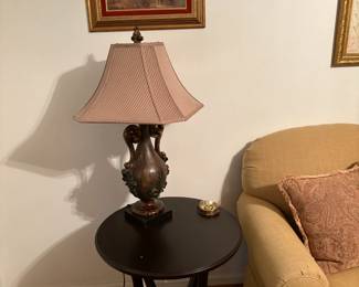 round side table and lamp