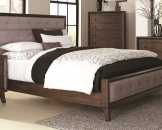 Coaster Bingham Grey Upholstered Queen Size Bed