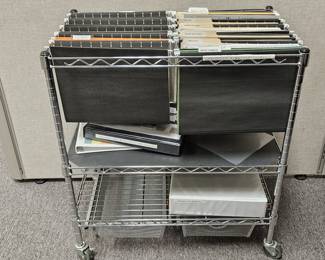 Rolling Office Cart for Hanging Files w/ Shelves