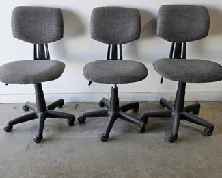 3- Gray Upholstered Rolling Adjustable Desk Chairs