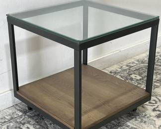 Modern Design Metal & Glass Side Table, 1/3