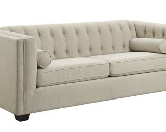 Cairns Tuxedo Arm Tufted Sofa in Oatmeal