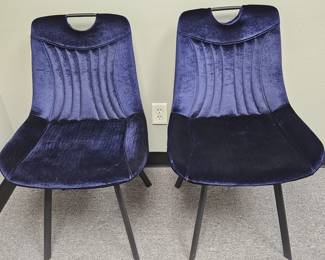 Pair Blue Velvet Side Chairs
