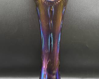 Beaded Bullseye Swung Carnival Glass Vase