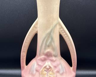Vintage Hull Pottery Orchid Double Handled Vase