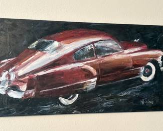 Original Oil On Canvas 1949 Coupe DeVille