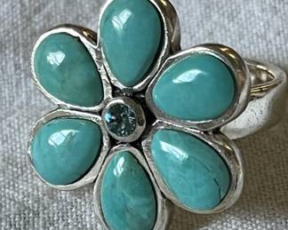 Sterling Silver Barse Ring w/ Turquoise & Blue