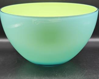 Polish Art Glass Cased Glass Salad Bowl