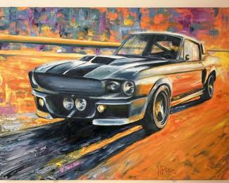 Original Oil On Canvas 1967 Ford Mustang Shelby GT