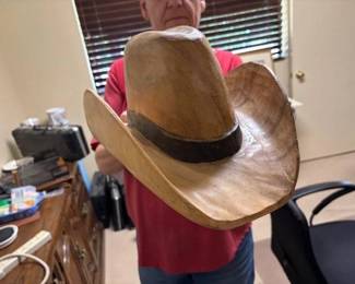 Hand Carved Wood Hat 